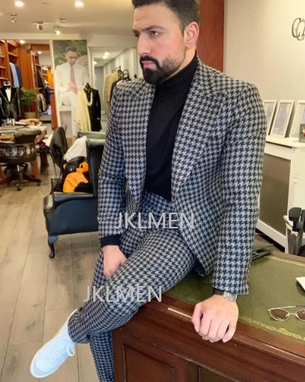 Houndstooth Mens Suits 2PCS We - مراجعة Men'S Formal Wear In Wedding وسعره
