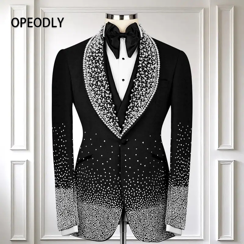 OPEODLY Men s Black Tuxedo Sui - مراجعة Formal Wear For Men Black Suit وسعره