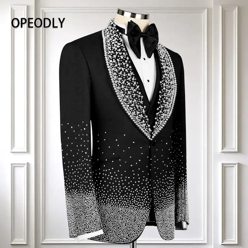 OPEODLY Men s Black Tuxedo Sui - مراجعة Formal Wear For Men Black Suit وسعره