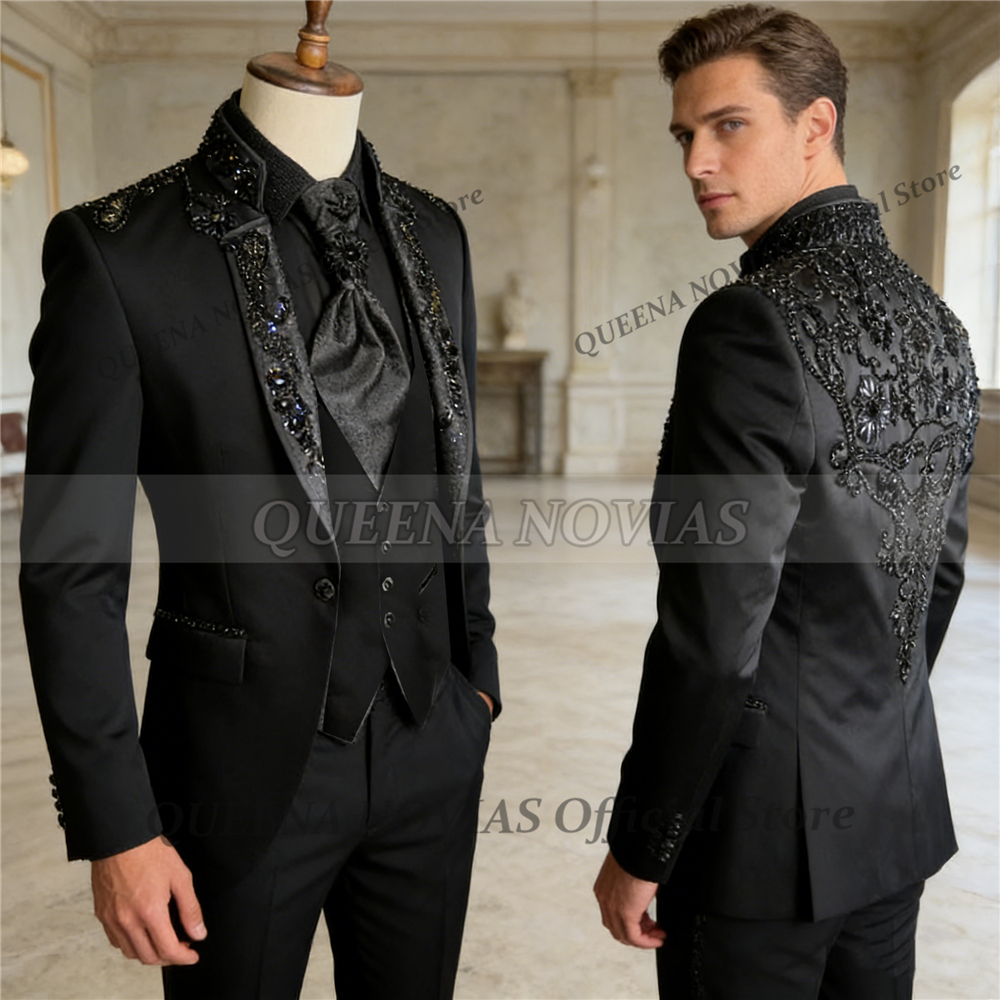 Male Fashion Groom Wedding Sui - مراجعة Formal Wear For Men Black Suit وسعره
