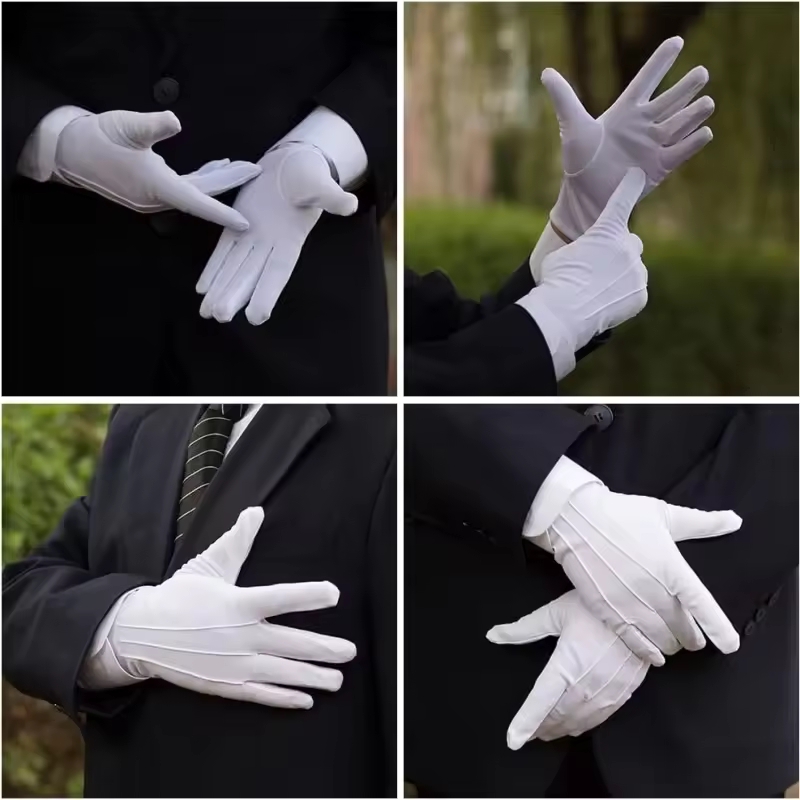 White Cotton Gloves for Men Fo - مراجعة Formal Wear Gloves Men وسعره