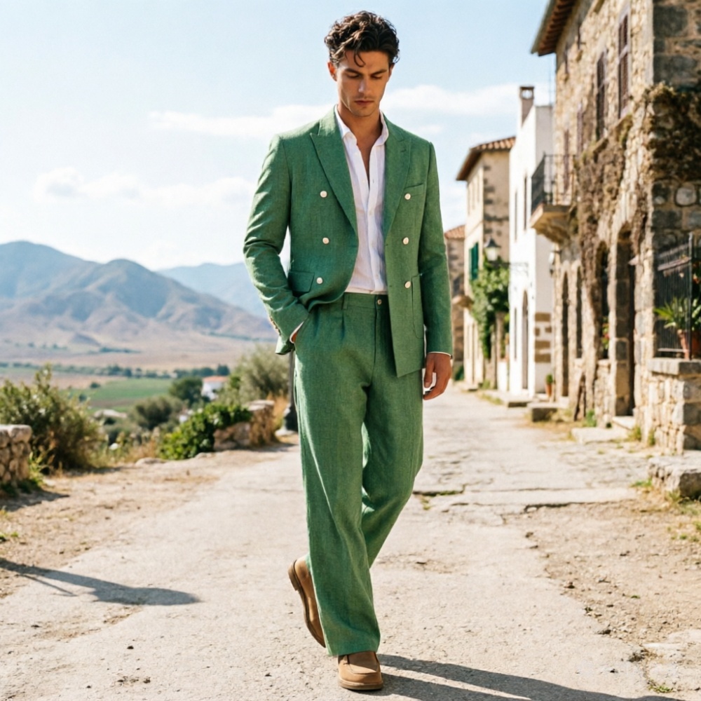 Sage Green Linen Men Suits Rel - مراجعة Men Formal Wear Wedding Guest وسعره